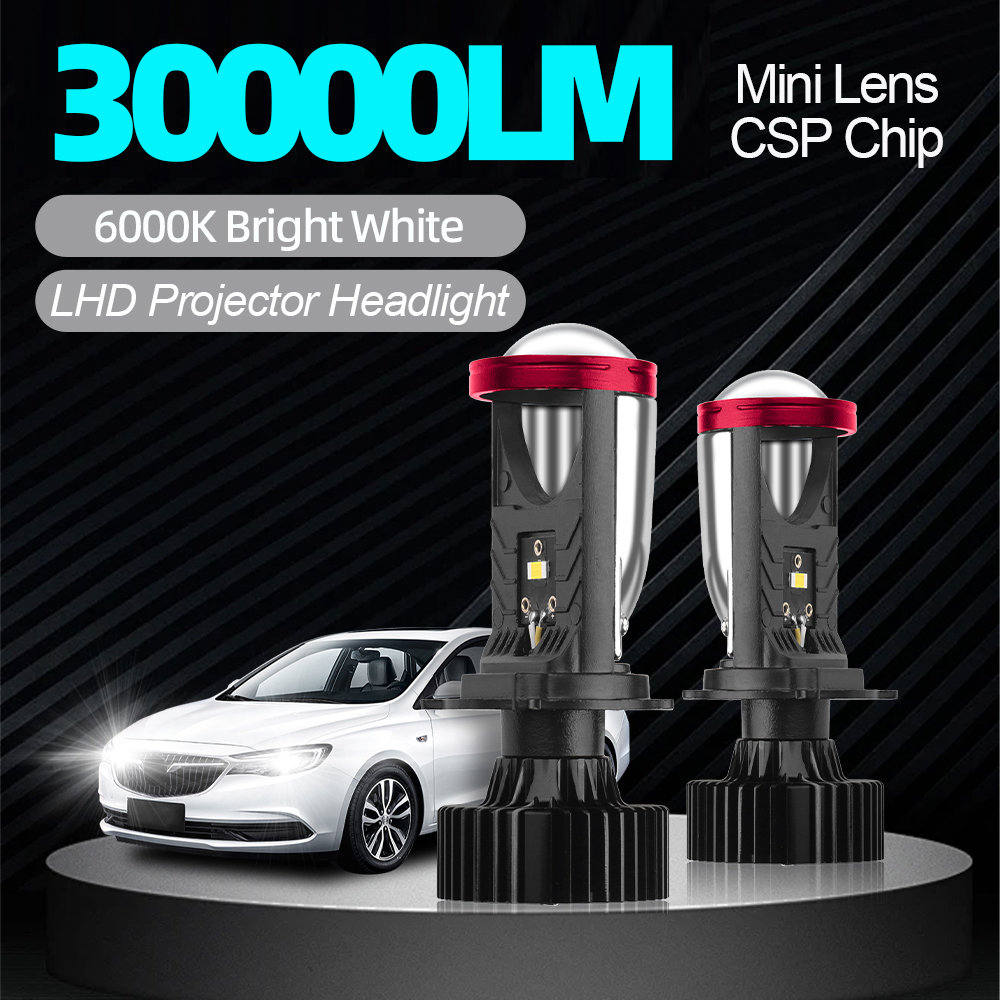 Universal Motorcycle Led Headlight Projector - H4 LED Projector Lens Headlight 30000LM