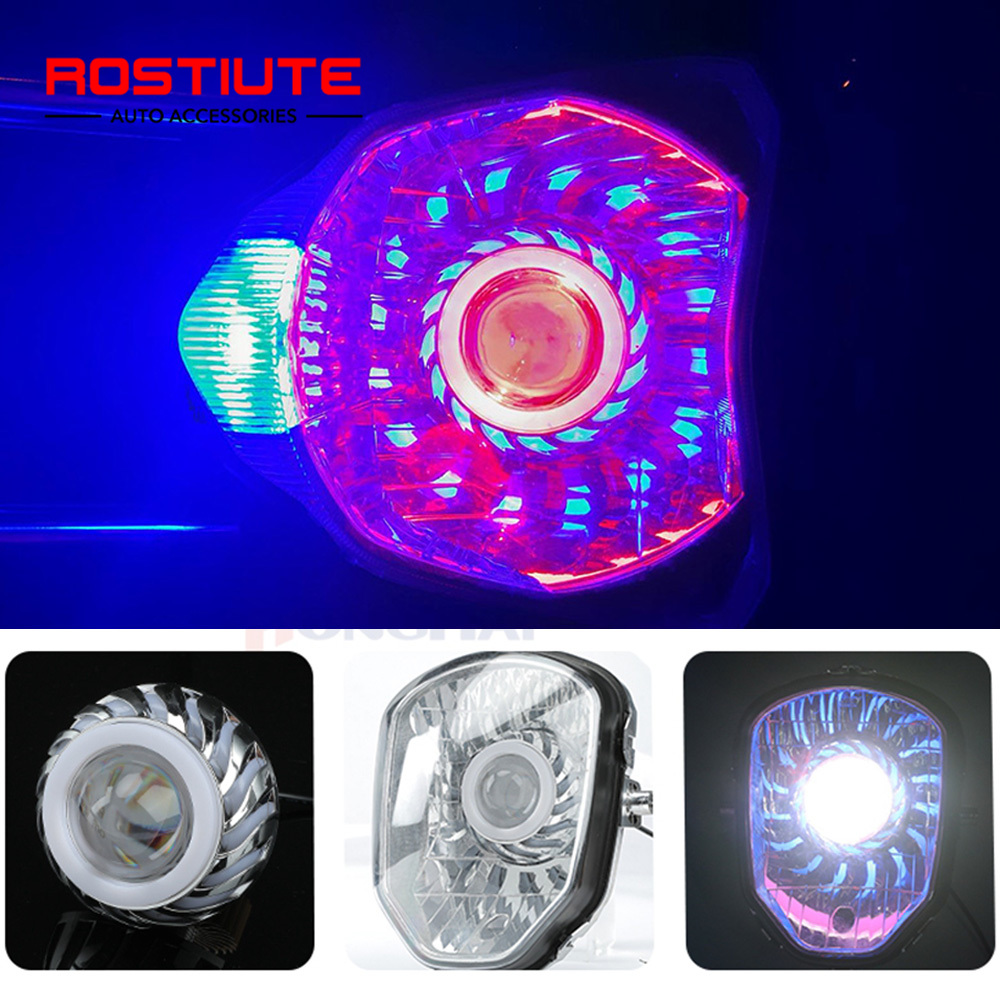 High/Low Beam Double Angel Eye - Universal Motorcycle Led Headlight Projector ulasan dan harga