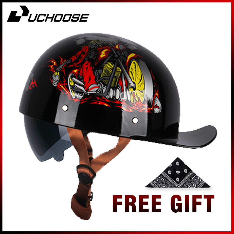 Uchoose Summer Motorcycle Casq - Vintage Open Face Retro Helmet ulasan dan harga