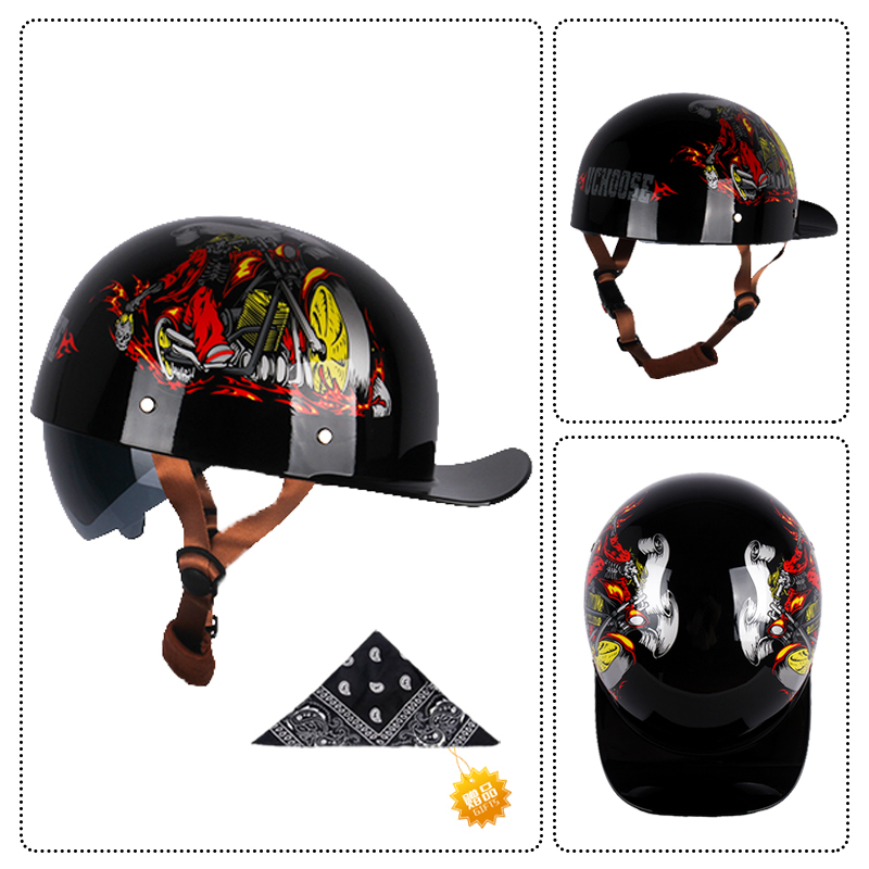 Uchoose Summer Motorcycle Casq - Vintage Open Face Retro Helmet ulasan dan harga