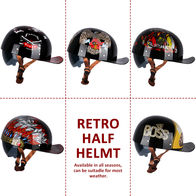 Uchoose Summer Motorcycle Casq - Vintage Open Face Retro Helmet ulasan dan harga