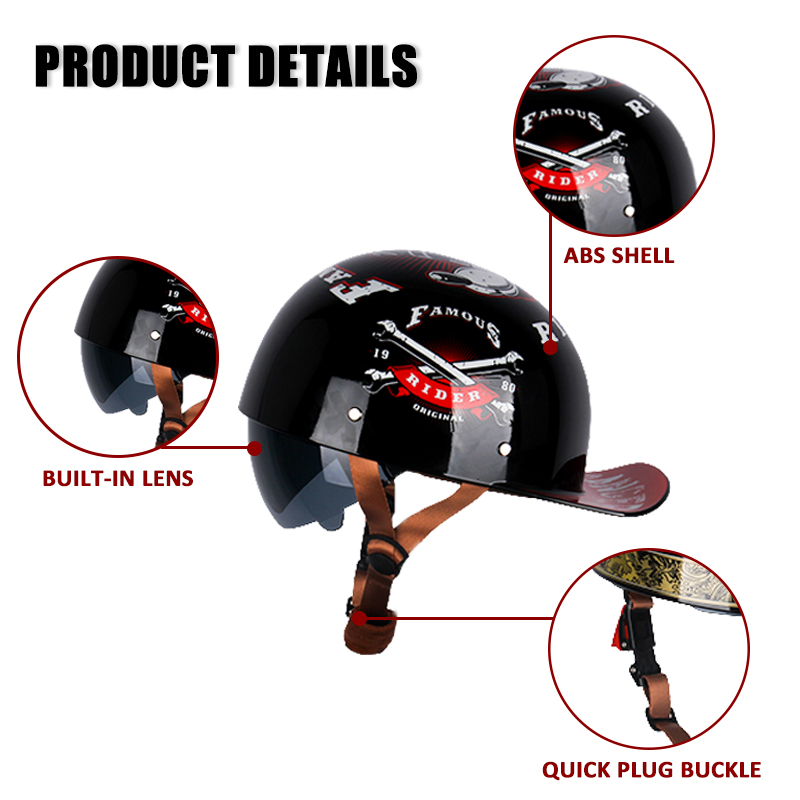 Uchoose Summer Motorcycle Casq - Vintage Open Face Retro Helmet ulasan dan harga