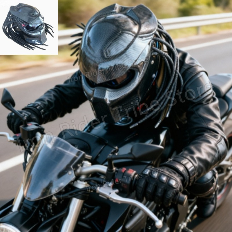 HOT Racing Predator Carbon Fib - Custom Predator Motorcycle Helmet ulasan dan harga