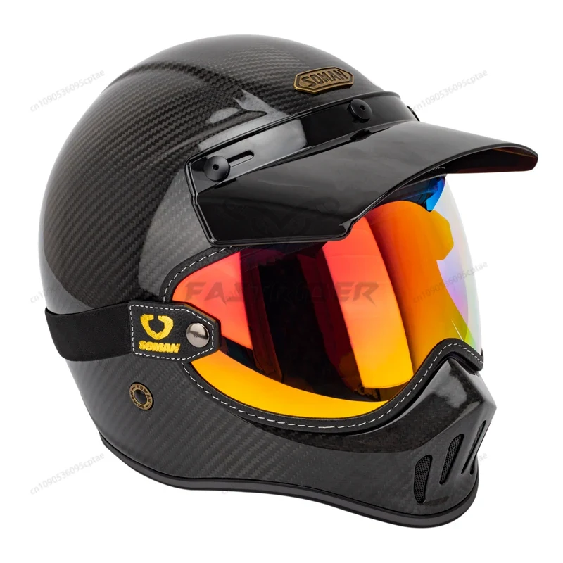 SOMAN Vintage Motorcycle Goggl - Vintage Open Face Retro Helmet ulasan dan harga