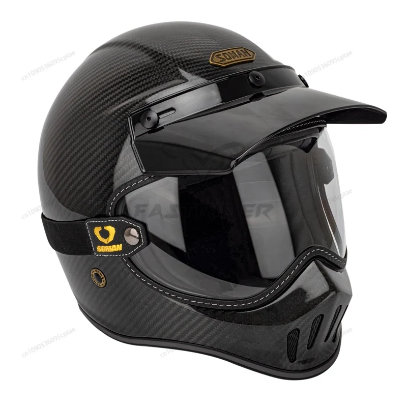 SOMAN Vintage Motorcycle Goggl - Vintage Open Face Retro Helmet ulasan dan harga