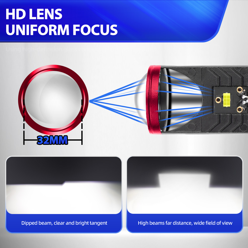 H4 LED Projector Lens Headligh - Universal Motorcycle Led Headlight Projector ulasan dan harga
