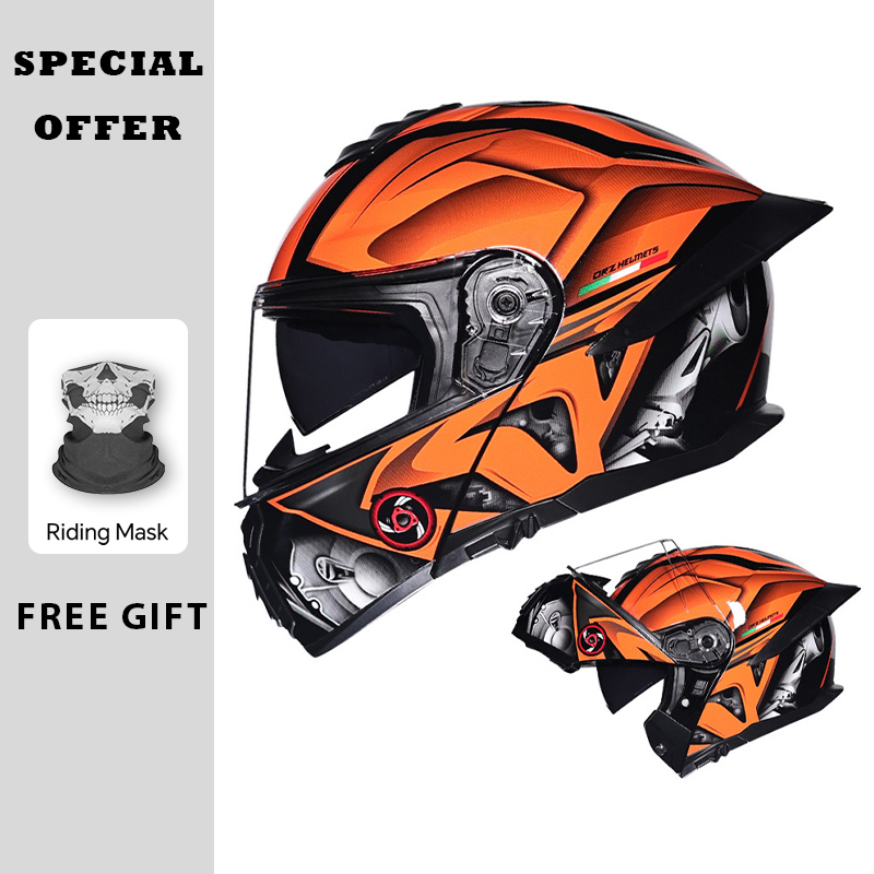 Motorcycle Flip Up Helmet Doub - Dual Visor Motorcycle Racing Helmet ulasan dan harga