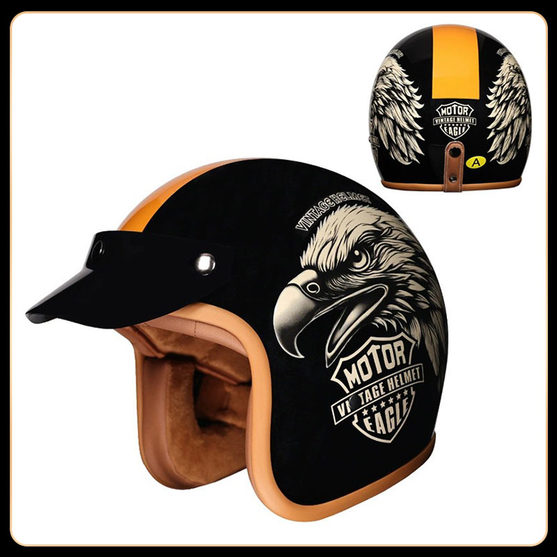 Retro Vintage 3/4 Open Face He - Vintage Open Face Retro Helmet ulasan dan harga